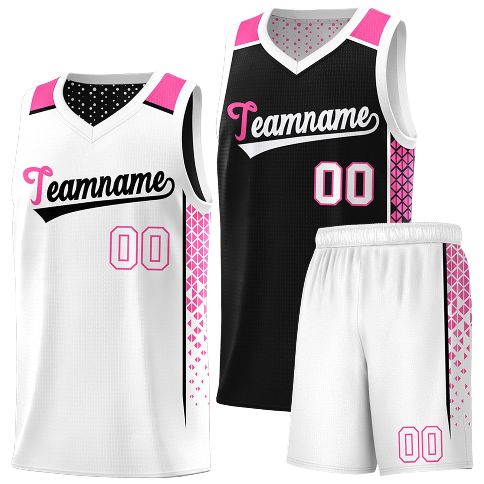 Custom Black White Side Gradient Patttern Double Side Sports Uniform Basketball Jersey