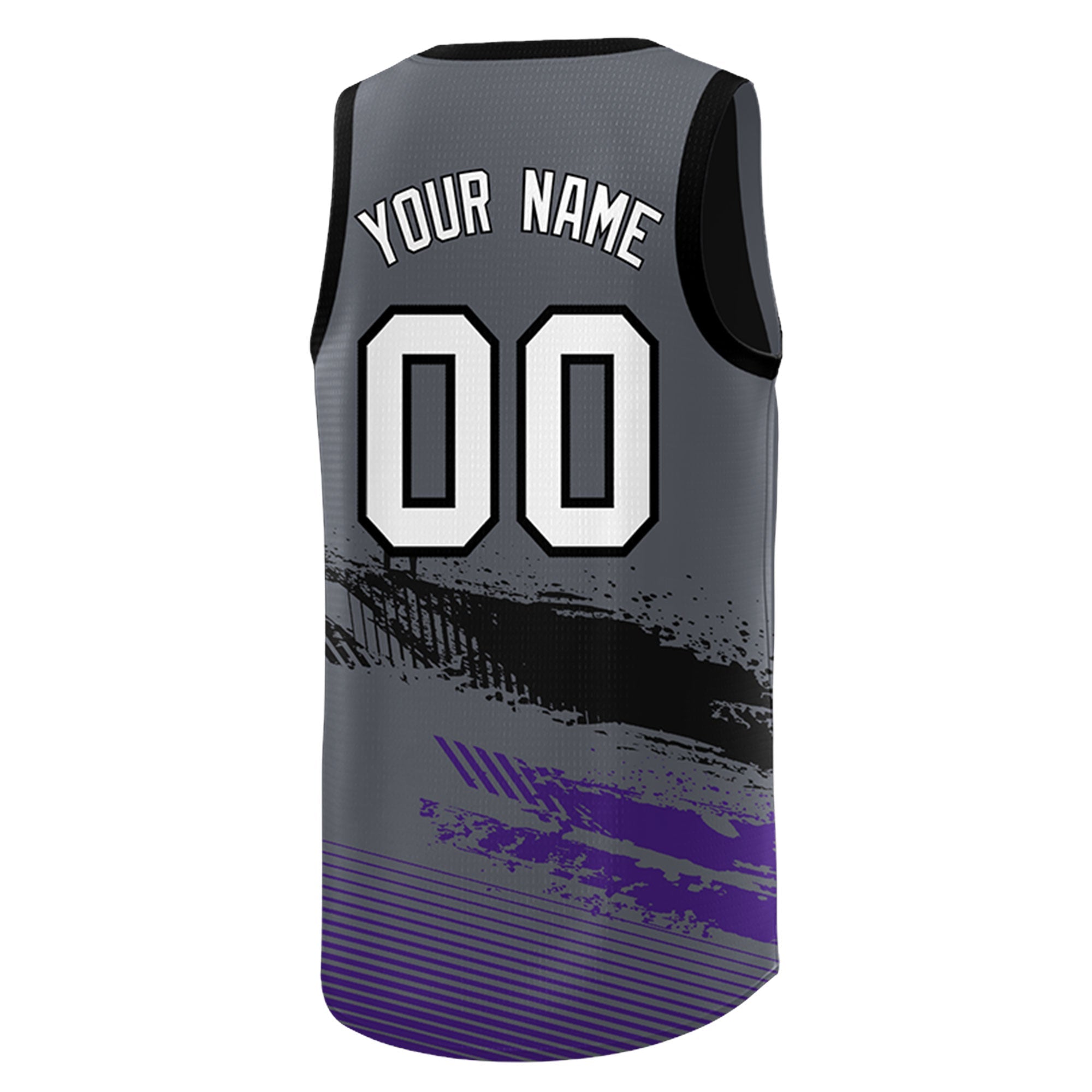Custom Black Grey and Purple Graffiti Pattern Sports Uniform Basketball Jersey