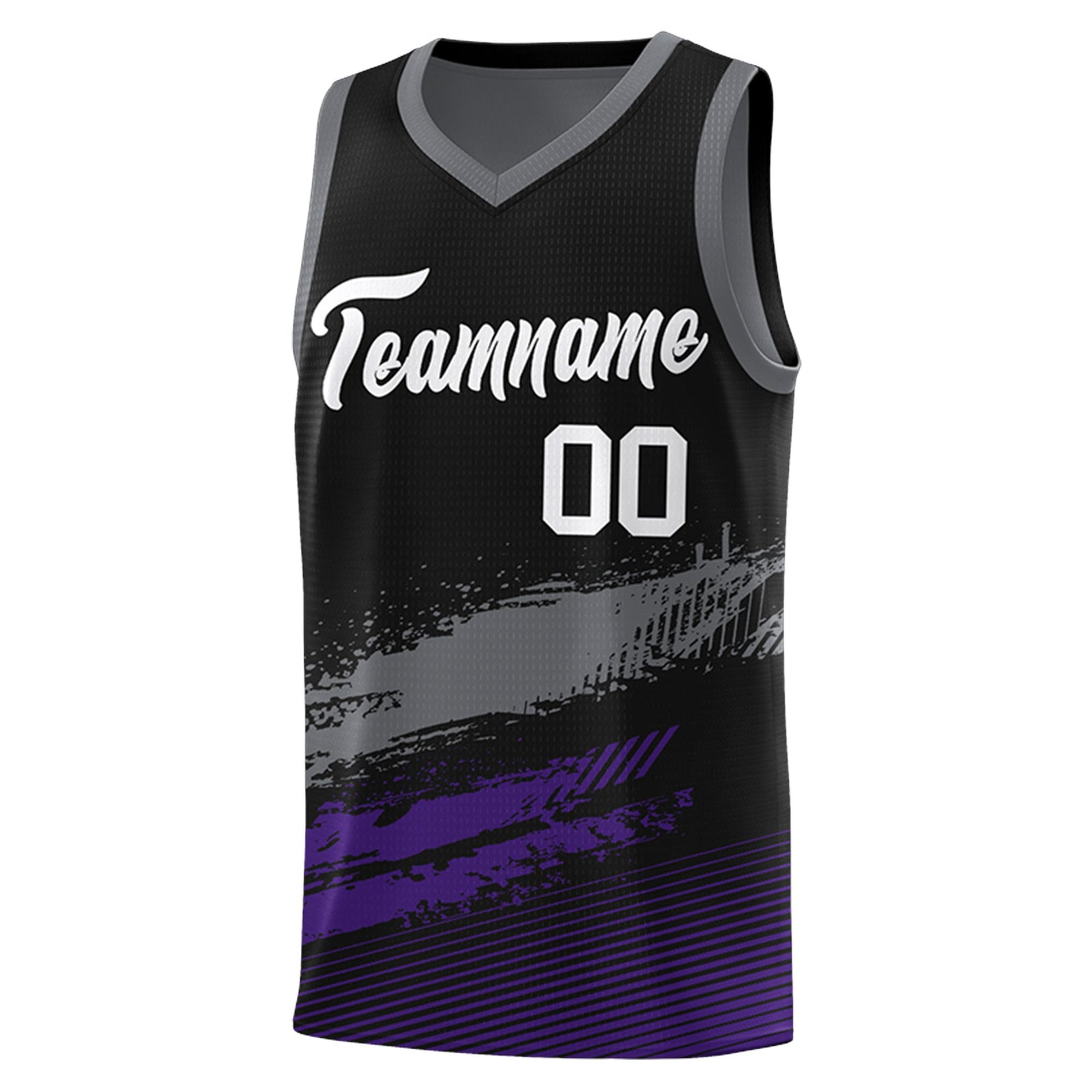Custom Black Grey and Purple Graffiti Pattern Sports Uniform Basketball Jersey
