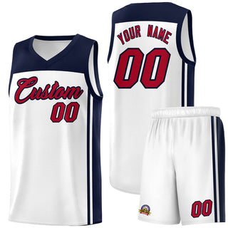 Custom White Navy Classic Sets Sports Uniform Basketball Jersey - Style 1