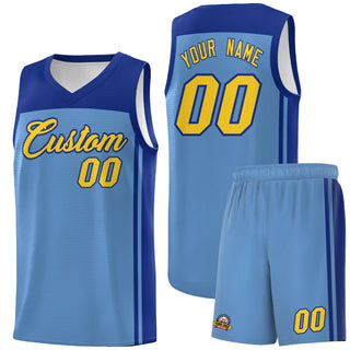 Custom Light Blue Royal Classic Sets Sports Uniform Basketball Jersey - Style 1