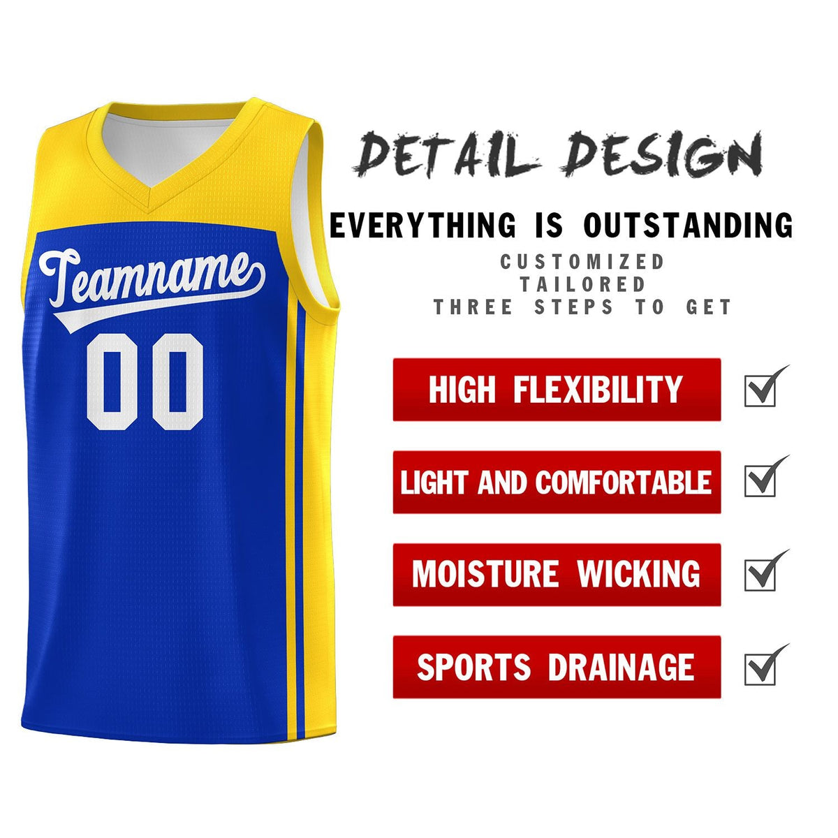 Custom Royal Gold Classic Sets Sports Uniform Basketball Jersey