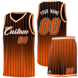 Custom Black Orange Gradient Fashion Sets Sports Stripe Uniform Basketball Jersey - Style 1