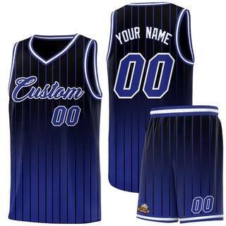 Custom Black Royal Gradient Fashion Sets Sports Stripe Uniform Basketball Jersey - Style 1