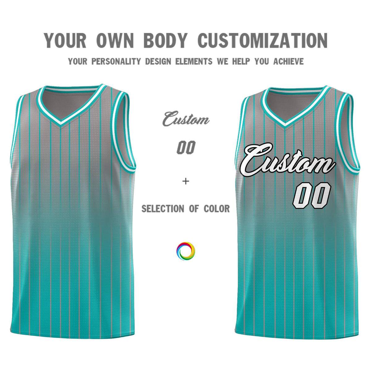 Custom Gray Bright Green Gradient Fashion Sets Sports Stripe Uniform Basketball Jersey
