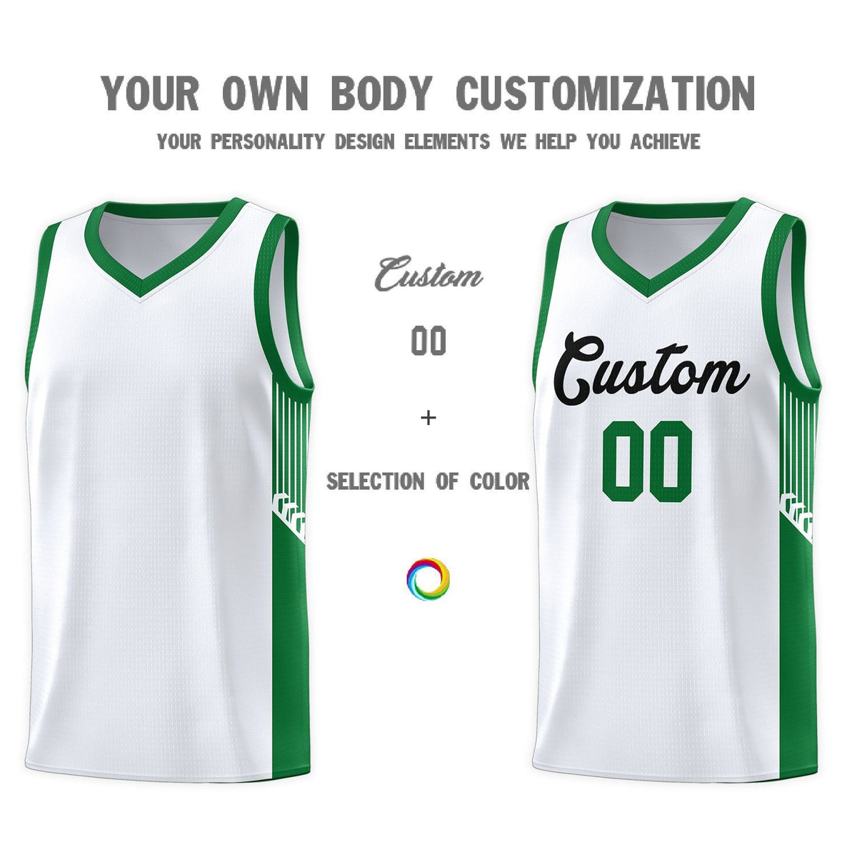 Custom White Black Side Stripe Fashion Sports Uniform Basketball Jersey
