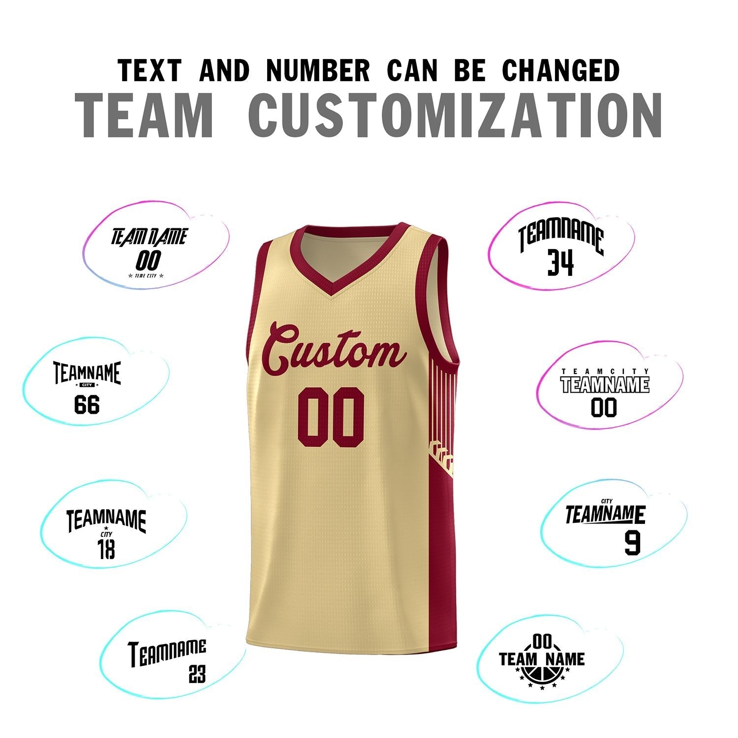 Custom Khaki Crimson Side Stripe Fashion Sports Uniform Basketball Jersey