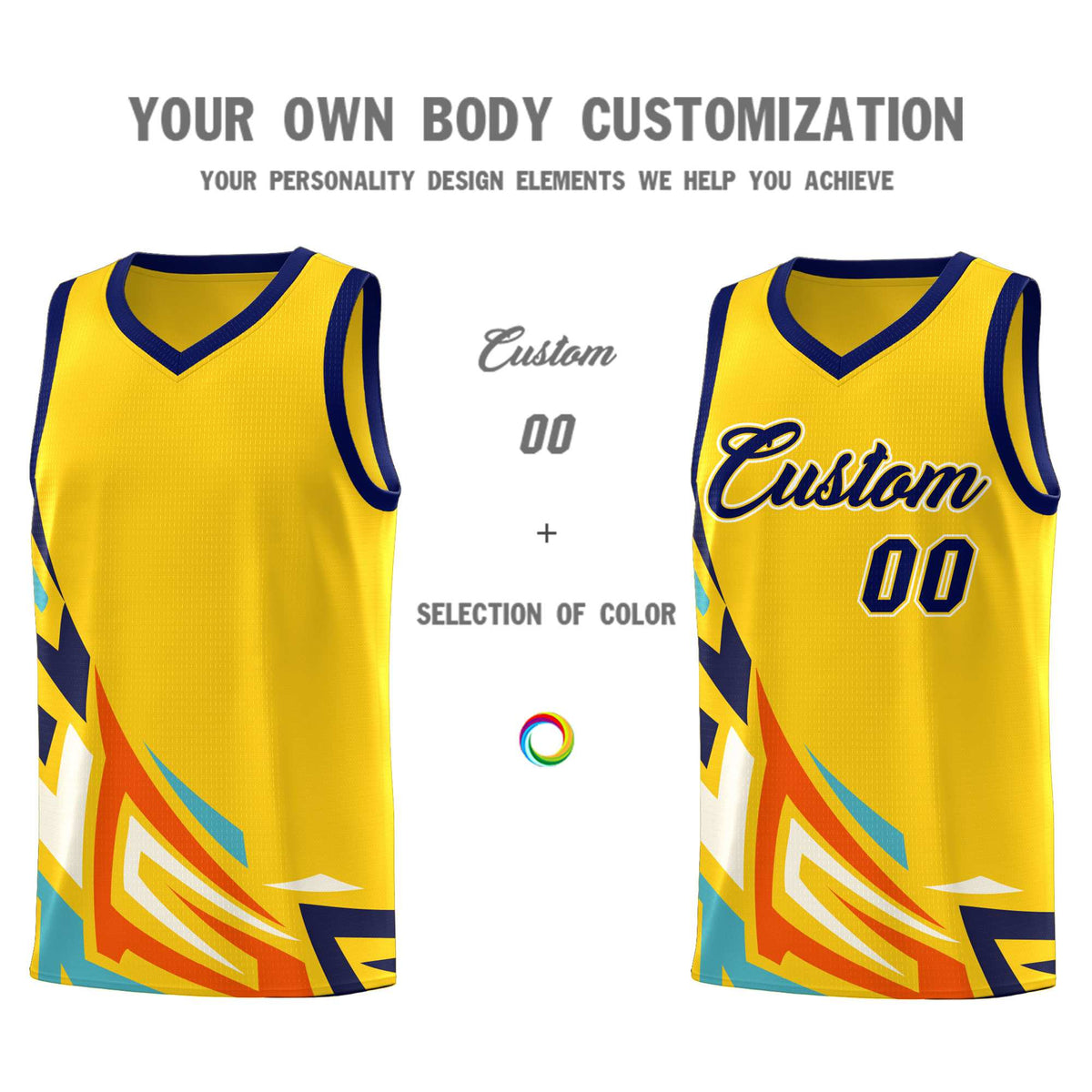 Custom Gold Gradient Graffiti Pattern Sports Uniform Basketball Jersey