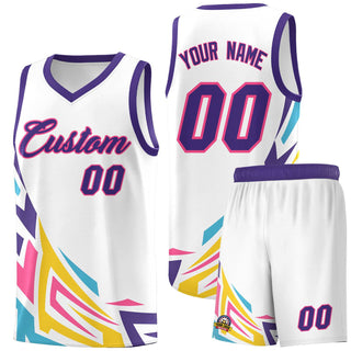 Custom White Gradient Graffiti Pattern Sports Uniform Basketball Jersey - Style 1