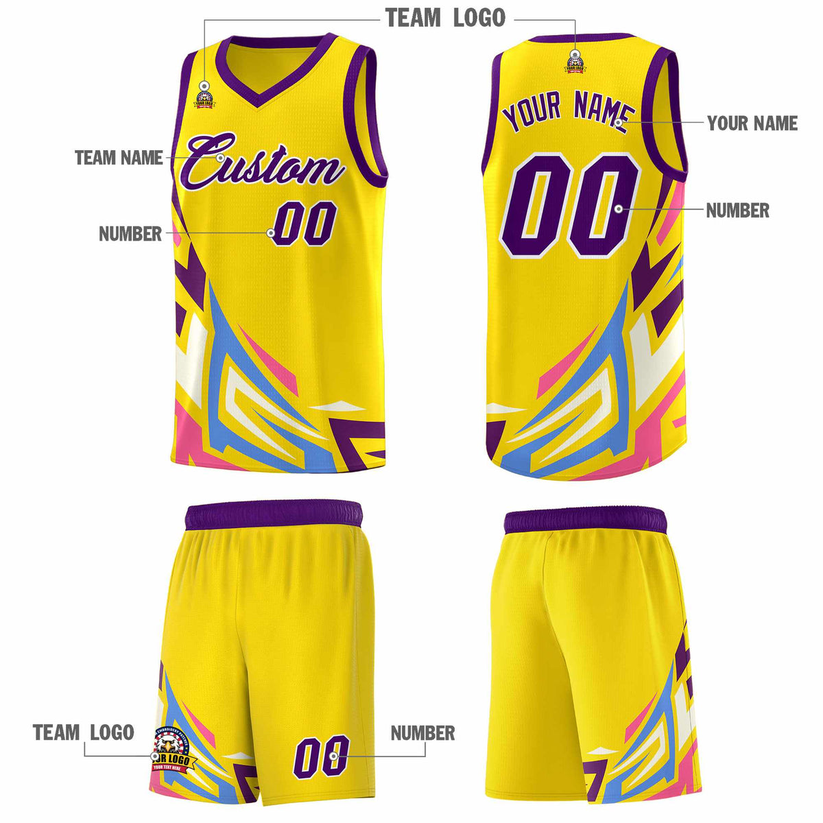 Custom Gold Gradient Graffiti Pattern Sports Uniform Basketball Jersey