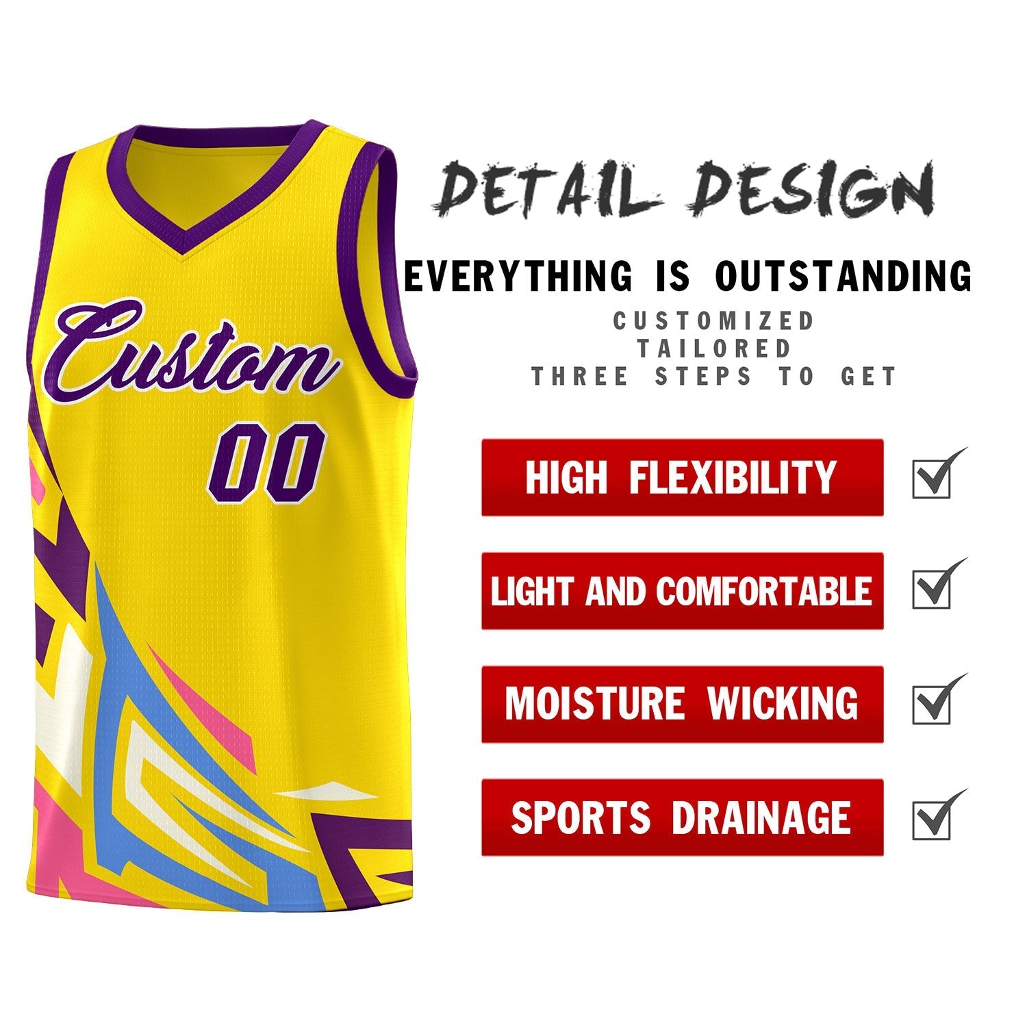 Custom Gold Gradient Graffiti Pattern Sports Uniform Basketball Jersey