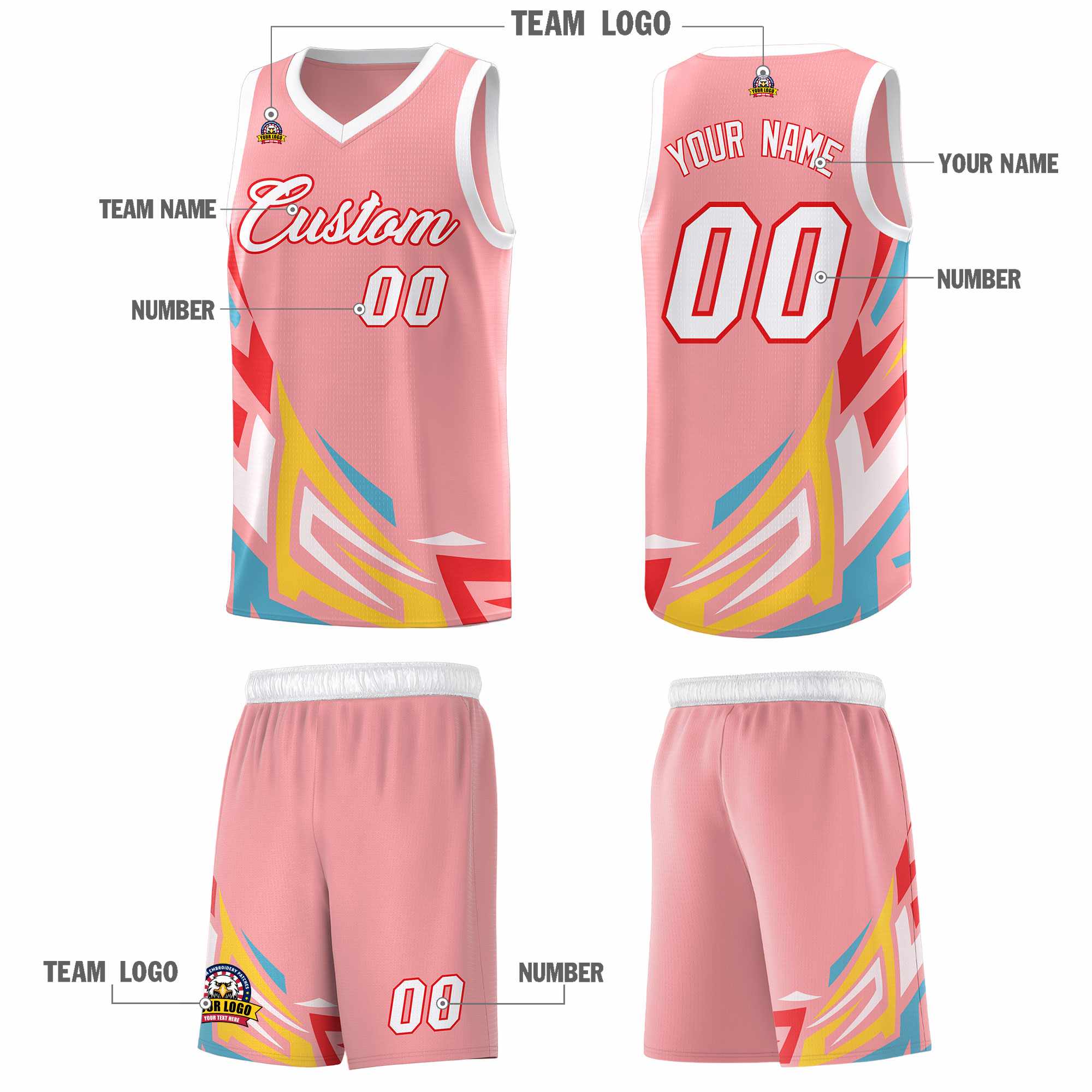 Custom Light Pink Gradient Graffiti Pattern Sports Uniform Basketball Jersey
