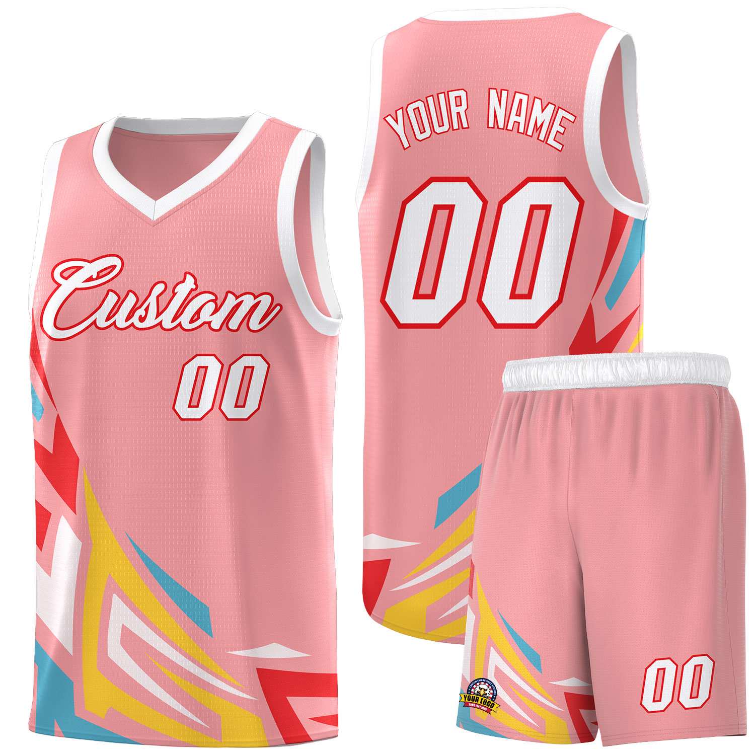 Custom Light Pink Gradient Graffiti Pattern Sports Uniform Basketball Jersey