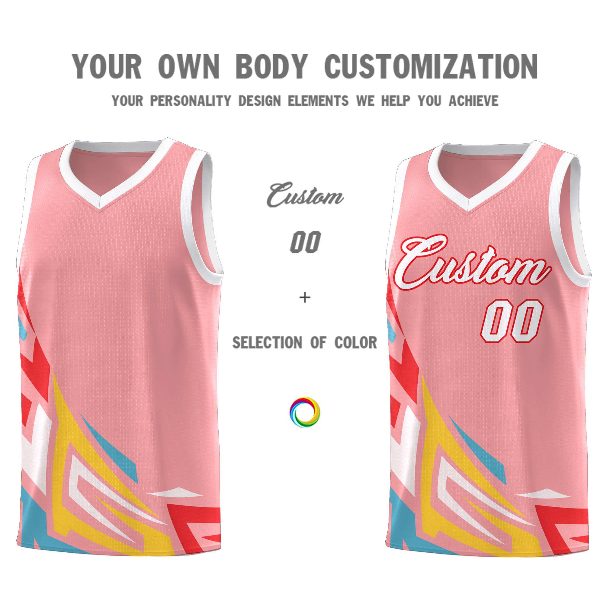 Custom Light Pink Gradient Graffiti Pattern Sports Uniform Basketball Jersey