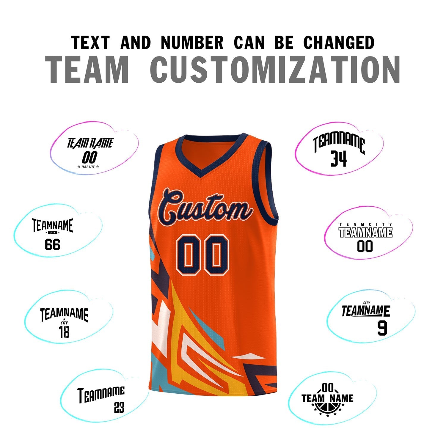 Custom Orange Gradient Graffiti Pattern Sports Uniform Basketball Jersey