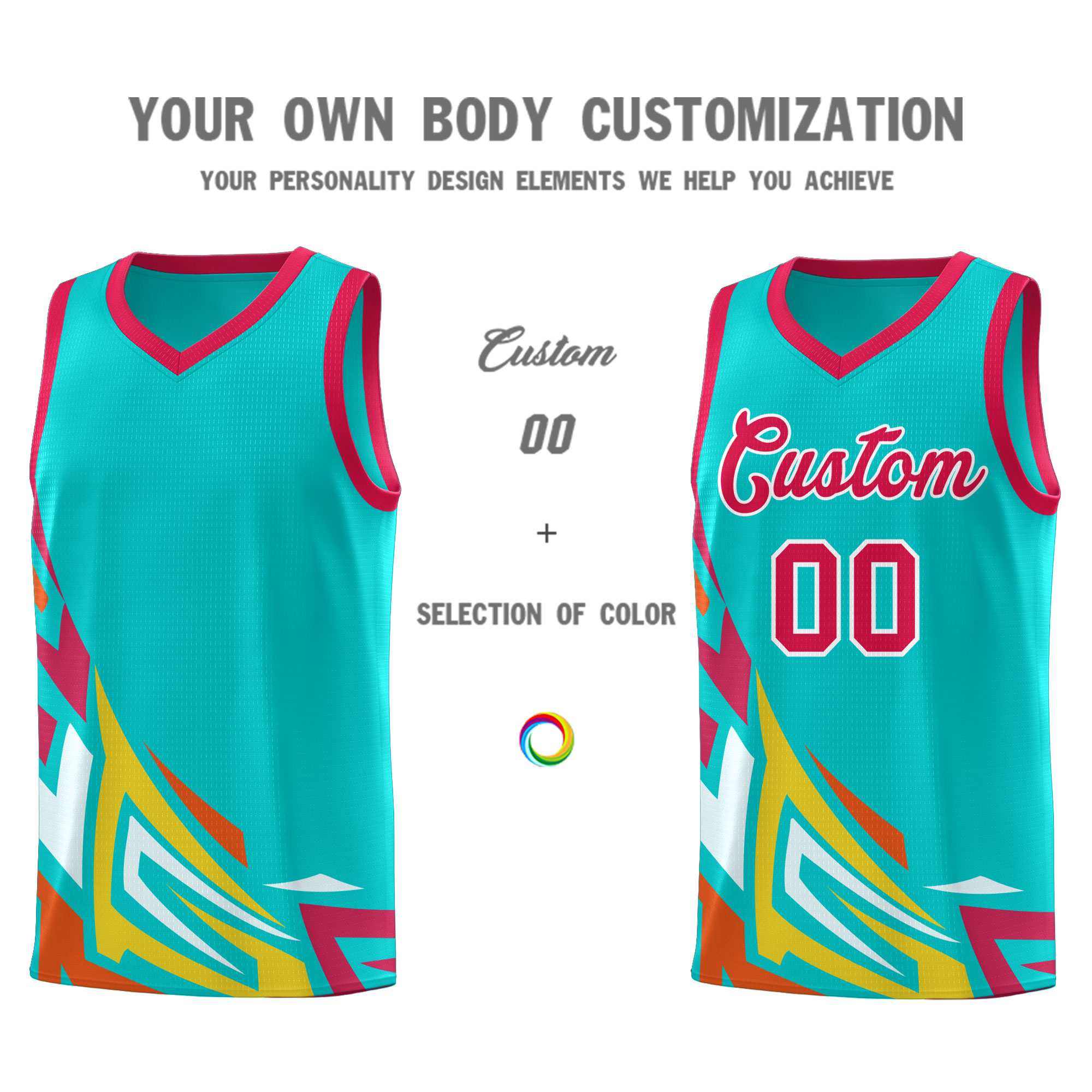 Custom Aqua Gradient Graffiti Pattern Sports Uniform Basketball Jersey