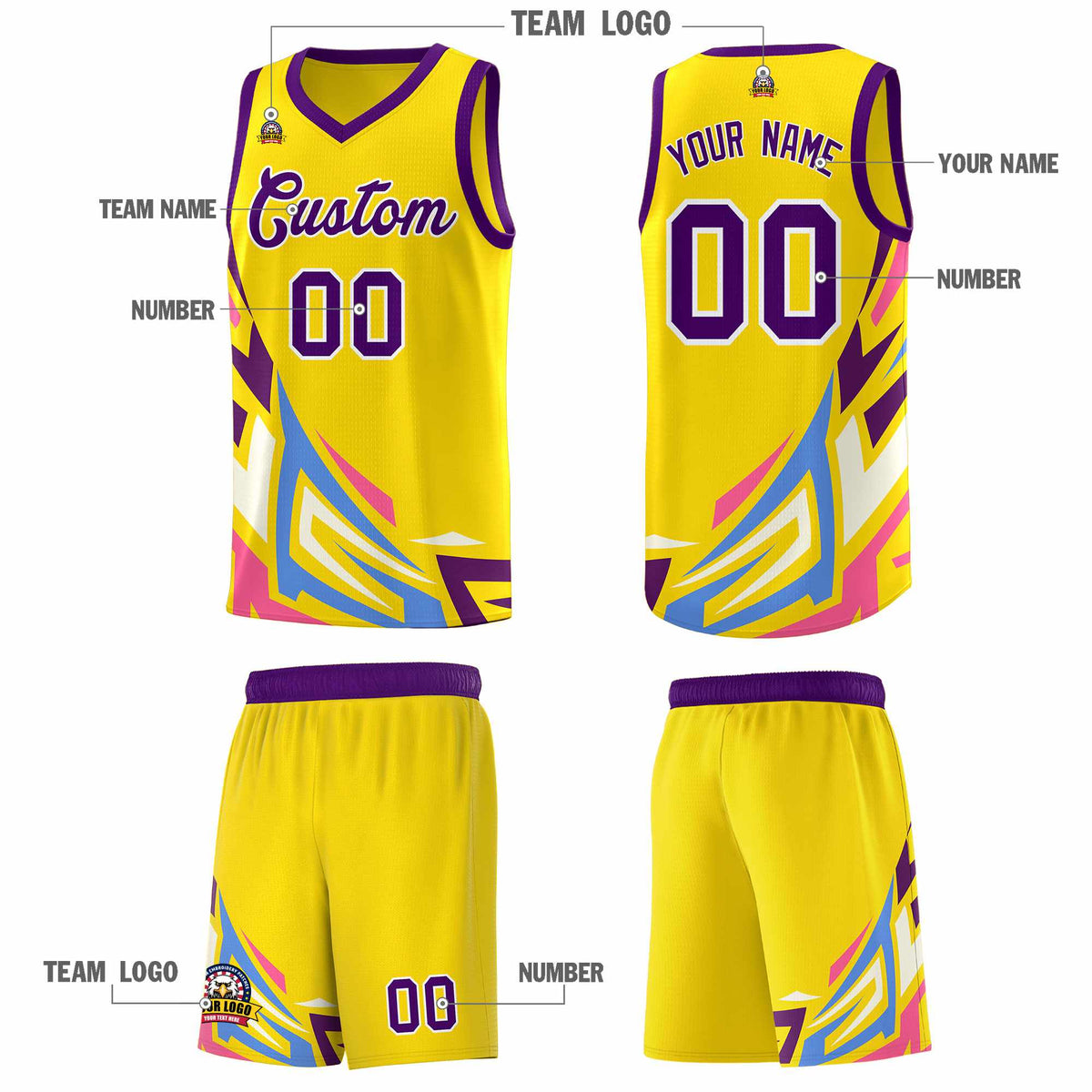 Custom Gold Gradient Graffiti Pattern Sports Uniform Basketball Jersey