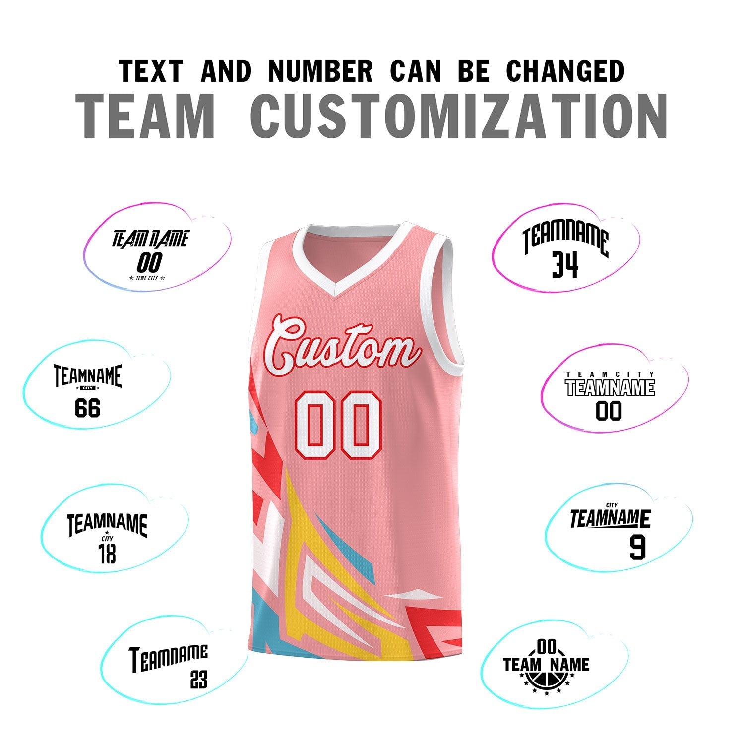 Custom Light Pink Gradient Graffiti Pattern Sports Uniform Basketball Jersey