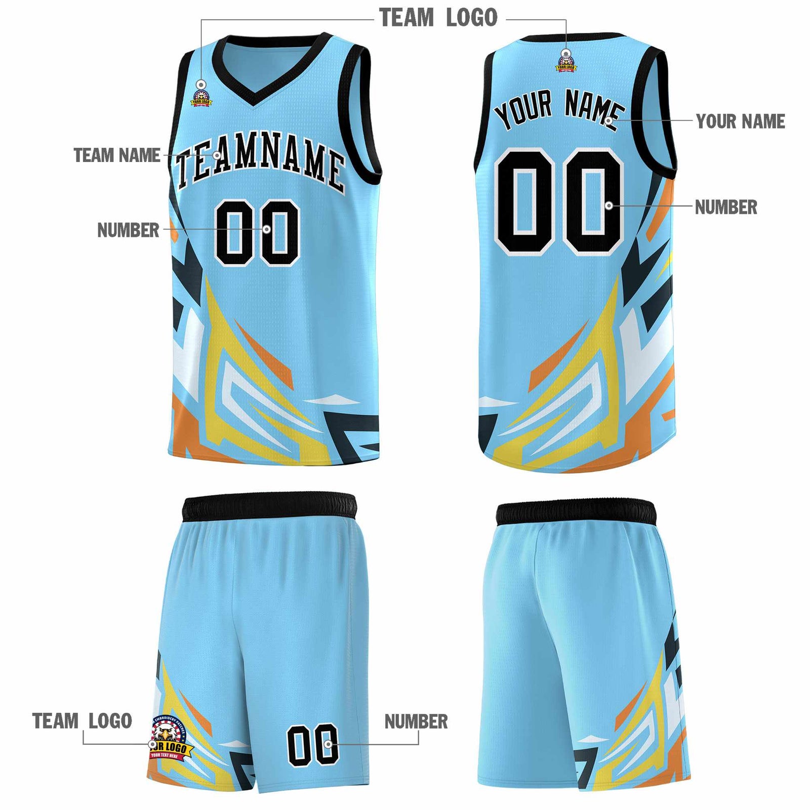 Custom Light Blue Gradient Graffiti Pattern Sports Uniform Basketball Jersey
