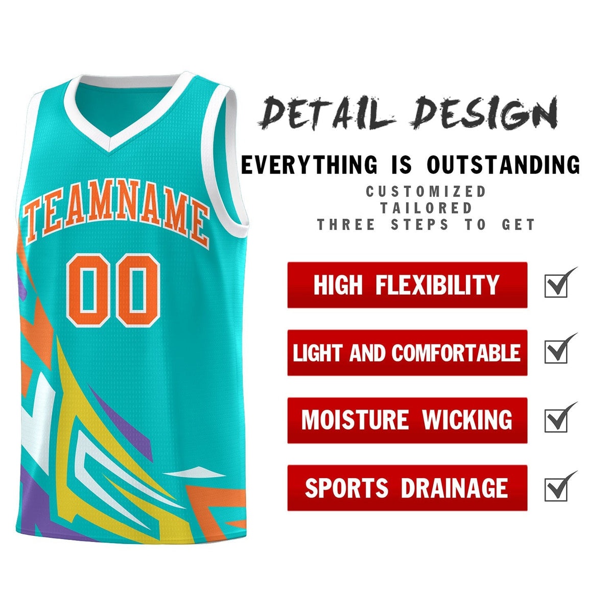 Custom Aqua Gradient Graffiti Pattern Sports Uniform Basketball Jersey