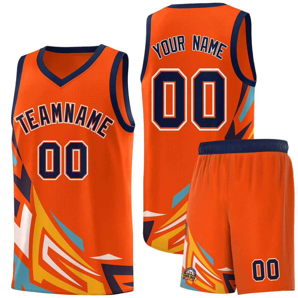 Custom Orange Gradient Graffiti Pattern Sports Uniform Basketball Jersey