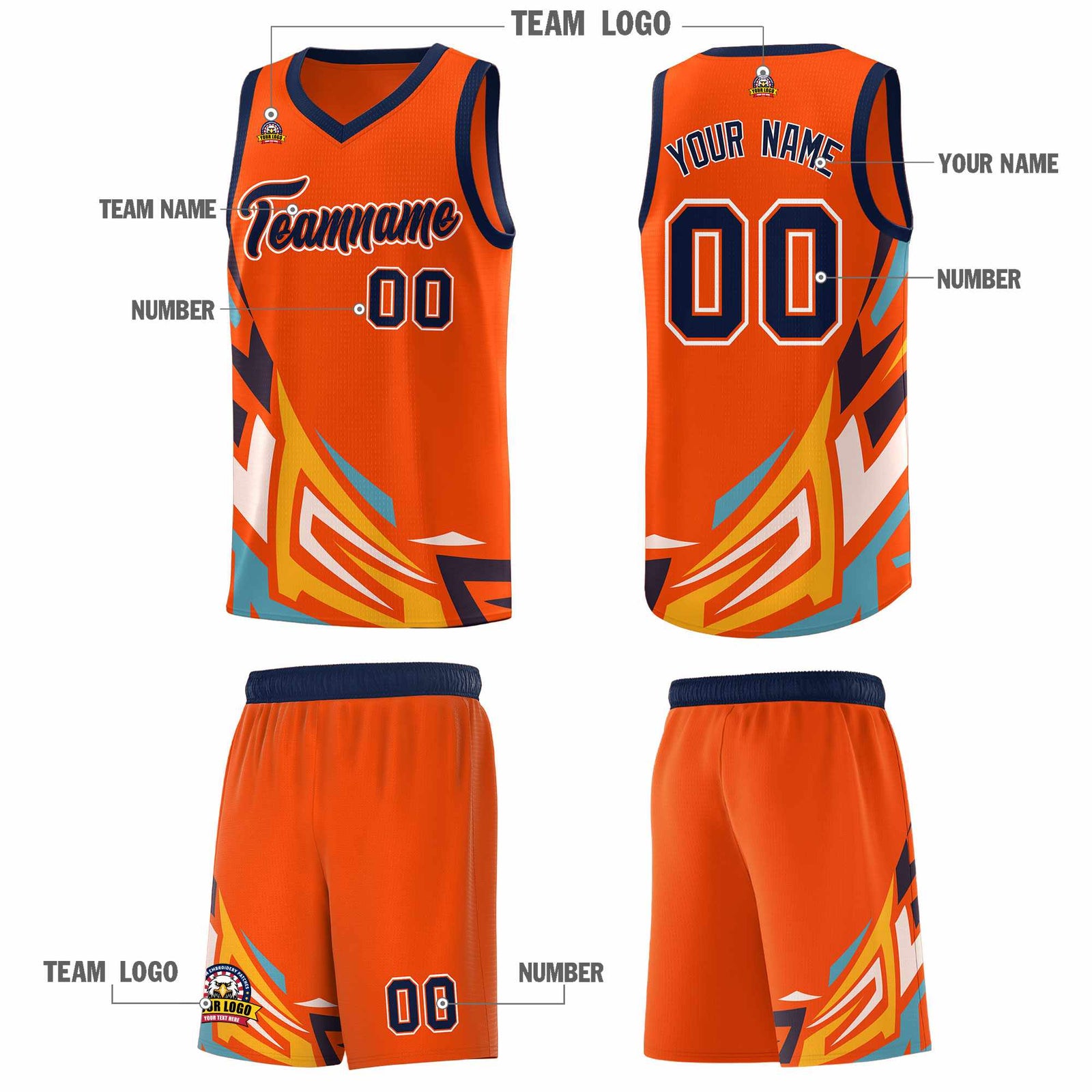 Custom Orange Gradient Graffiti Pattern Sports Uniform Basketball Jersey