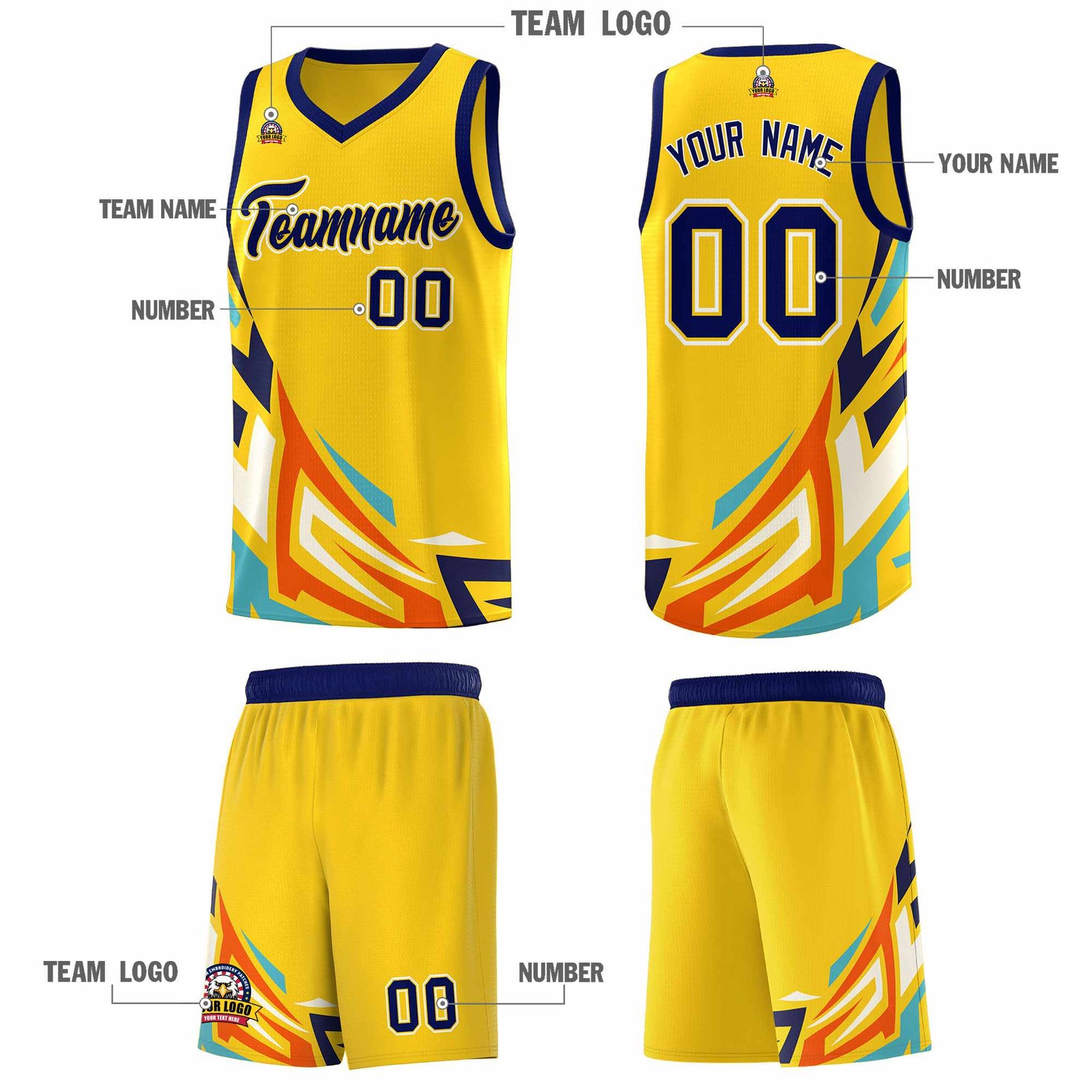 Custom Gold Gradient Graffiti Pattern Sports Uniform Basketball Jersey