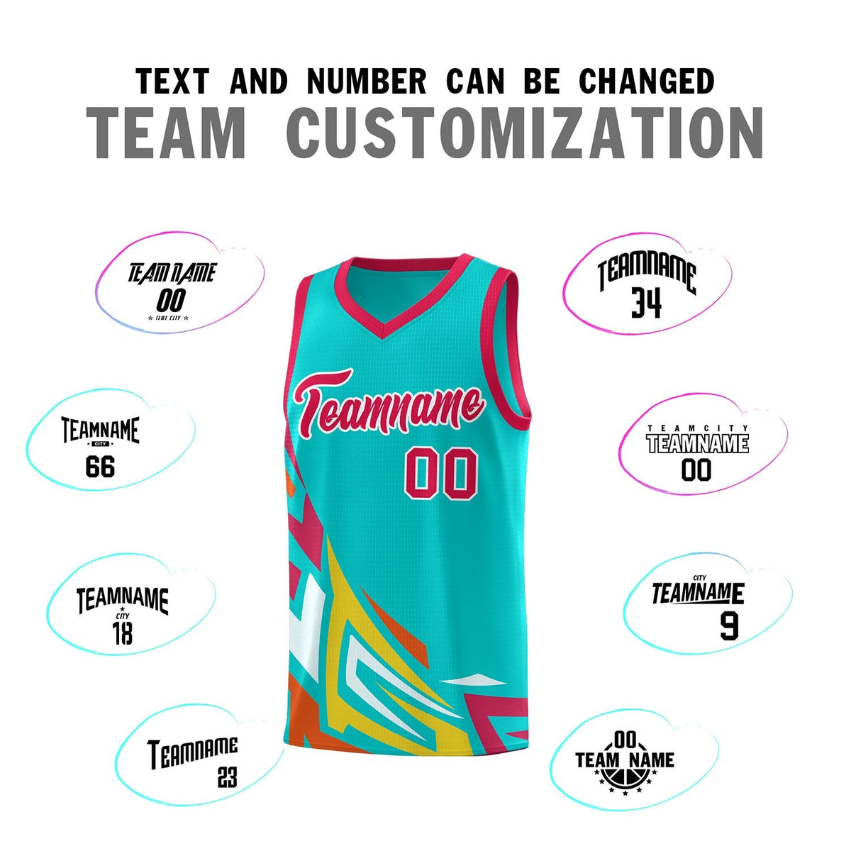 Custom Aqua Gradient Graffiti Pattern Sports Uniform Basketball Jersey