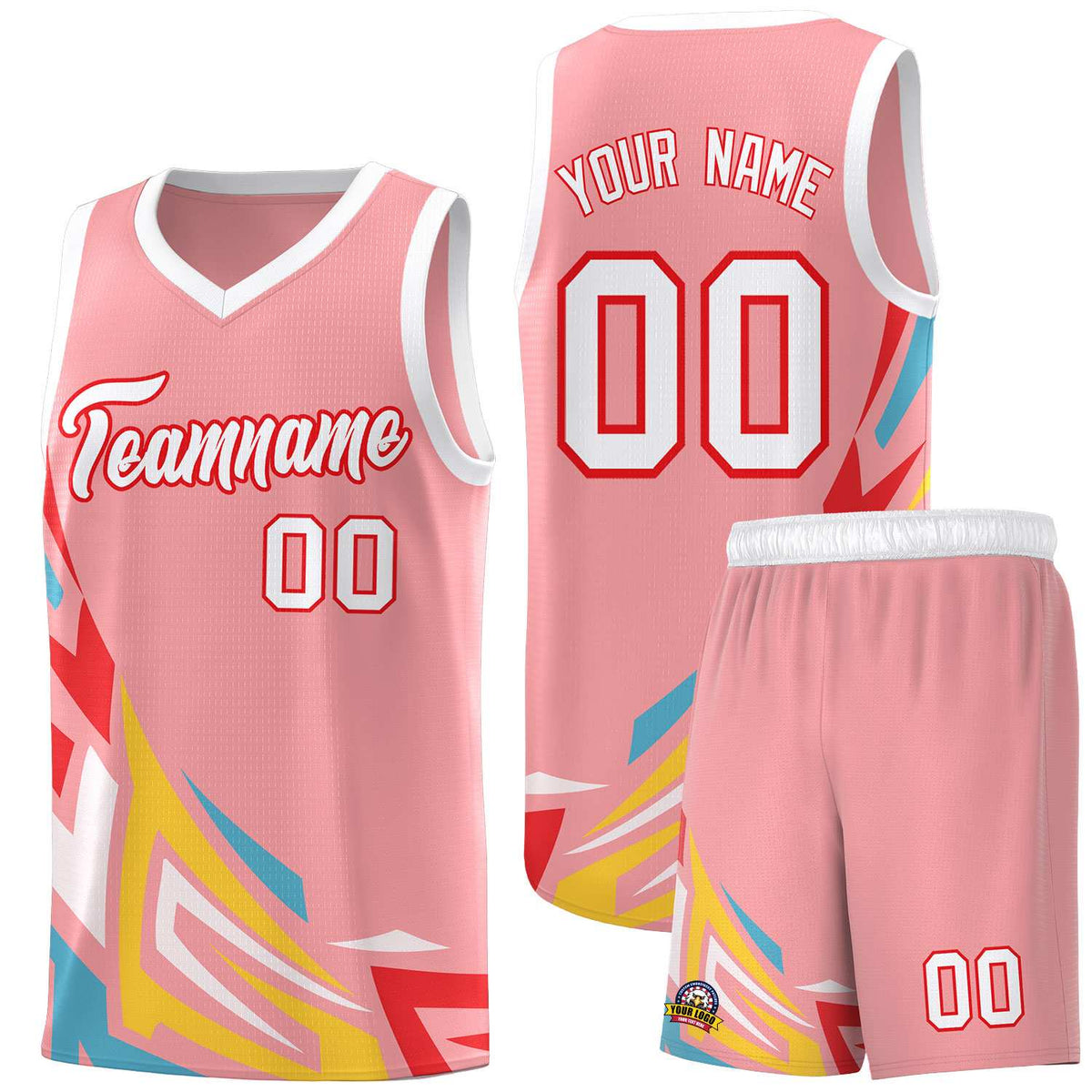 Custom Light Pink Gradient Graffiti Pattern Sports Uniform Basketball Jersey