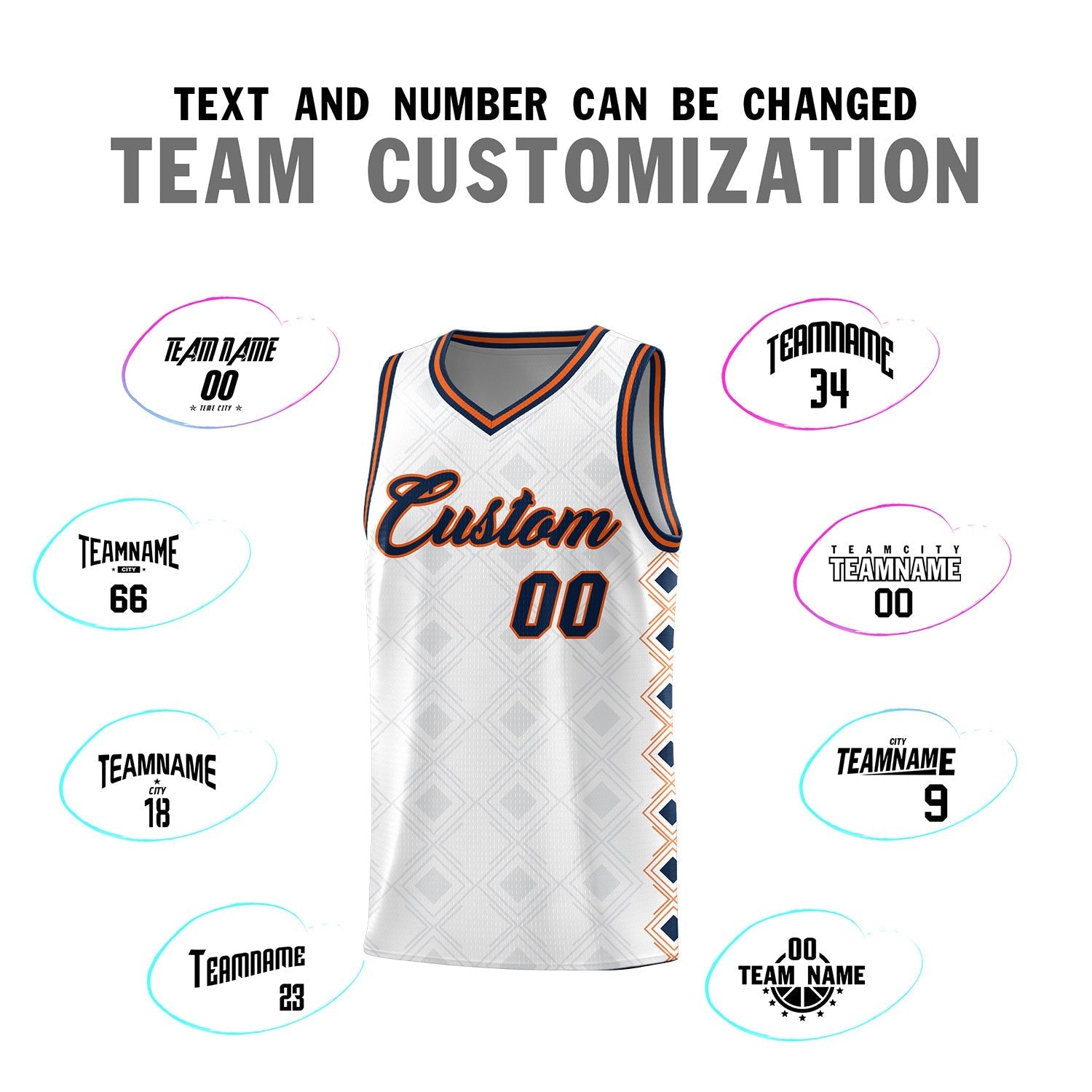 Custom White Side Blocks Sports Uniform Basketball Jersey