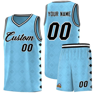 Custom Light Blue Side Blocks Sports Uniform Basketball Jersey - Style 1
