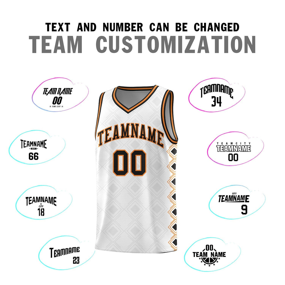 Custom White Side Blocks Sports Uniform Basketball Jersey