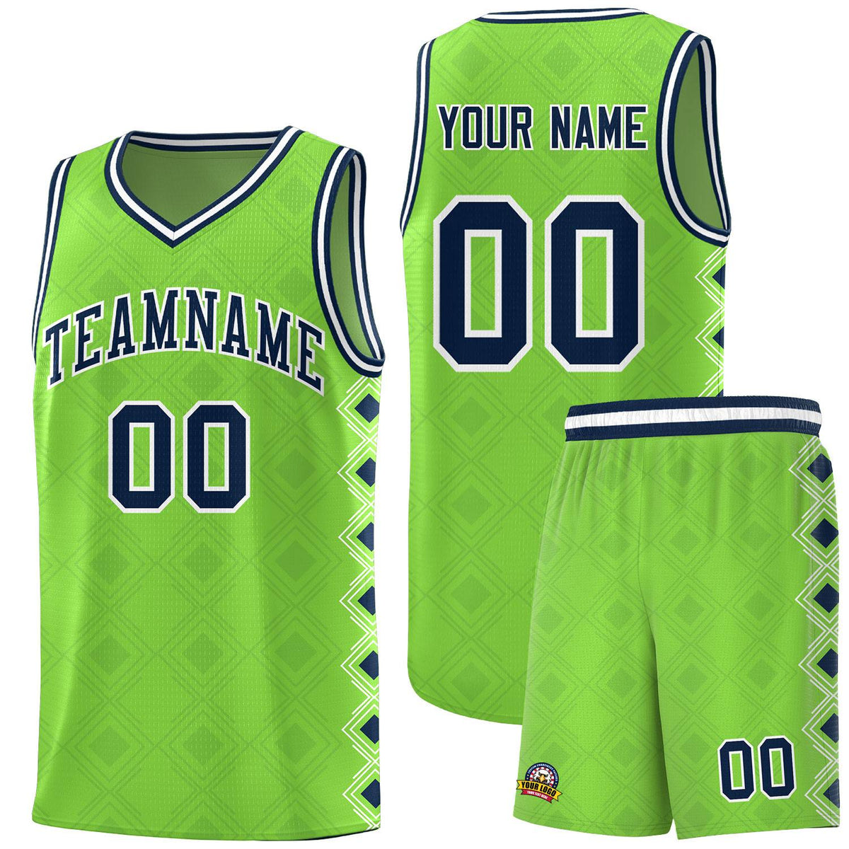 Custom Neon Green Side Blocks Sports Uniform Basketball Jersey