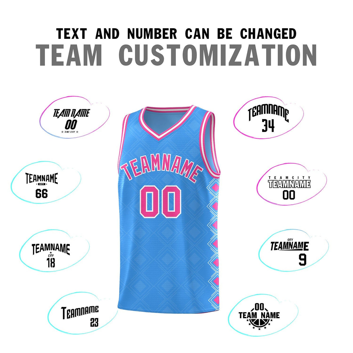 Custom Light Blue Side Blocks Sports Uniform Basketball Jersey