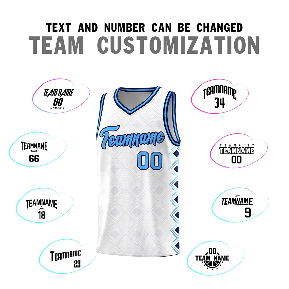 Custom White Side Blocks Sports Uniform Basketball Jersey