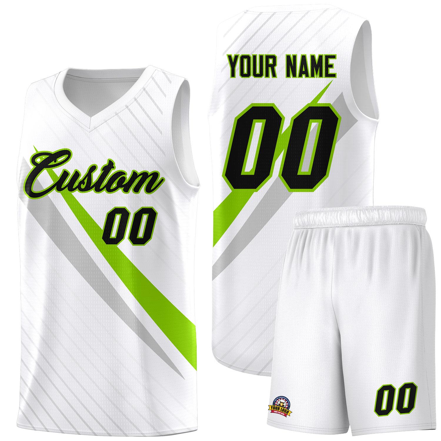 Custom White Diagonal Pinstripe Pattern Color Block Sports Uniform Basketball Jersey