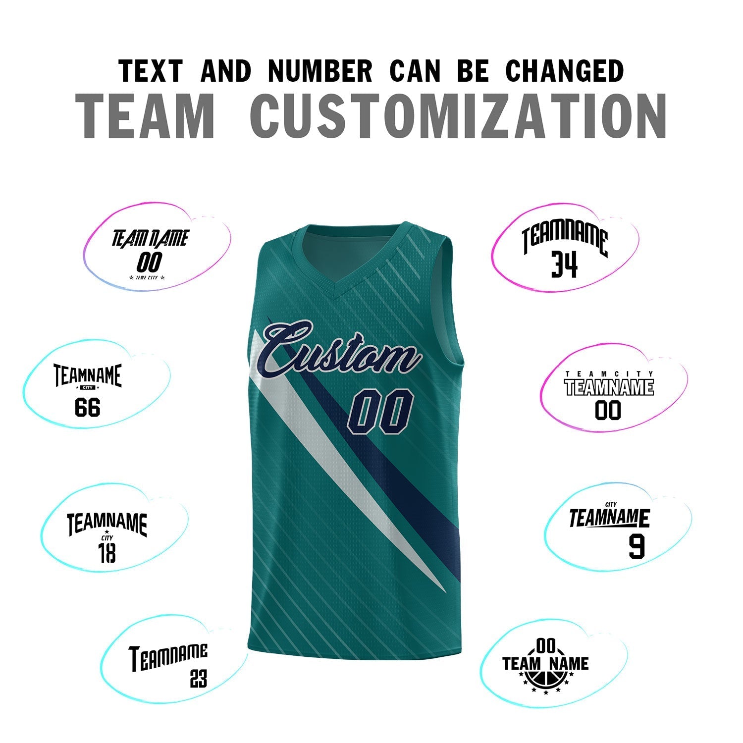 Custom Aqua Diagonal Pinstripe Pattern Color Block Sports Uniform Basketball Jersey