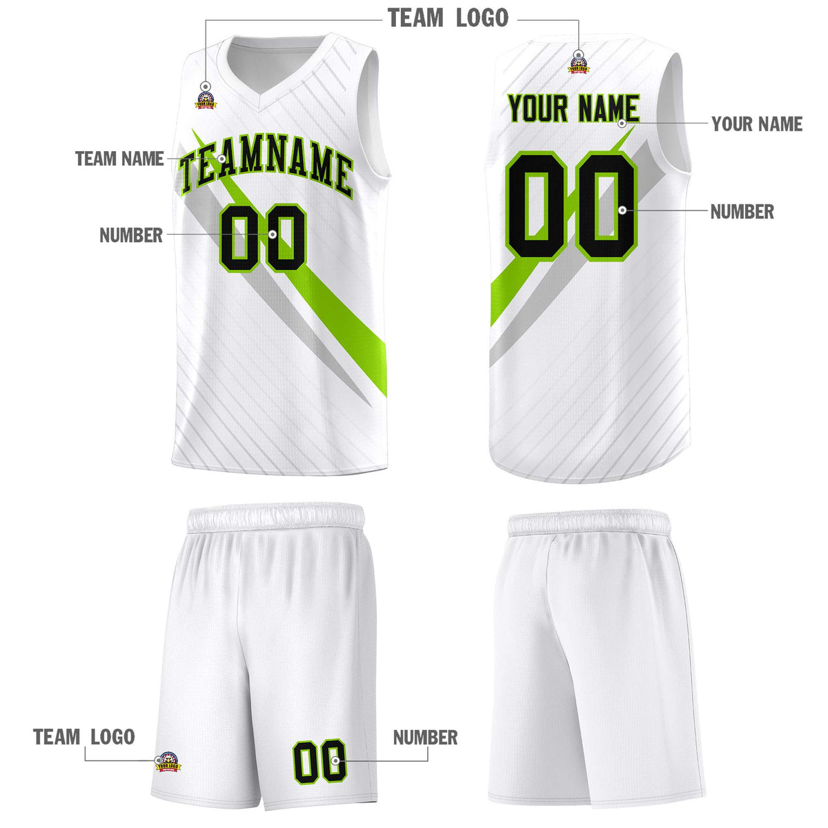 Custom White Diagonal Pinstripe Pattern Color Block Sports Uniform Basketball Jersey