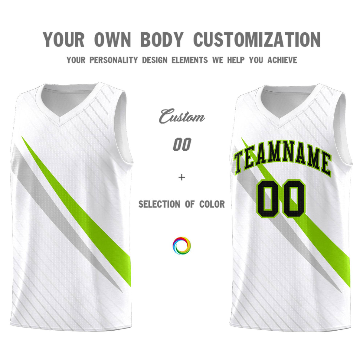 Custom White Diagonal Pinstripe Pattern Color Block Sports Uniform Basketball Jersey