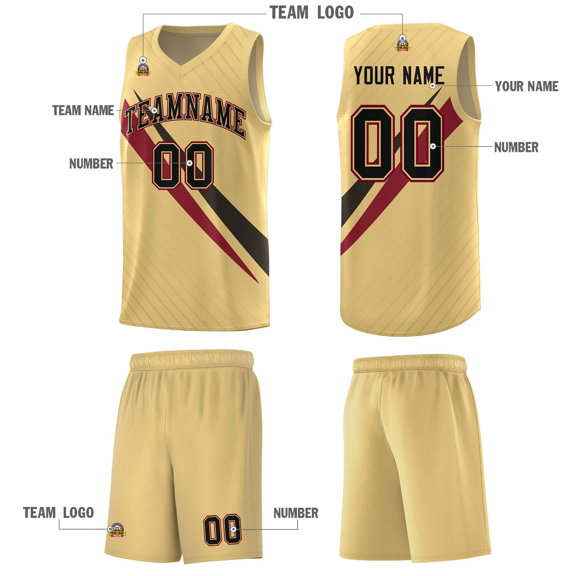 Custom Khaki Diagonal Pinstripe Pattern Color Block Sports Uniform Basketball Jersey