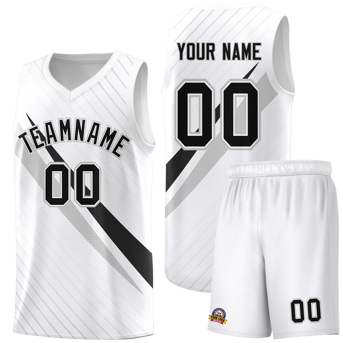 Custom White Diagonal Pinstripe Pattern Color Block Sports Uniform Basketball Jersey