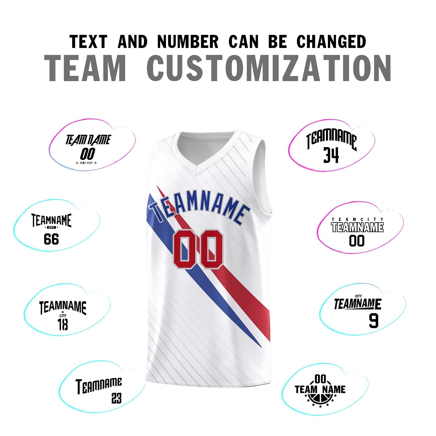 Custom White Diagonal Pinstripe Pattern Color Block Sports Uniform Basketball Jersey