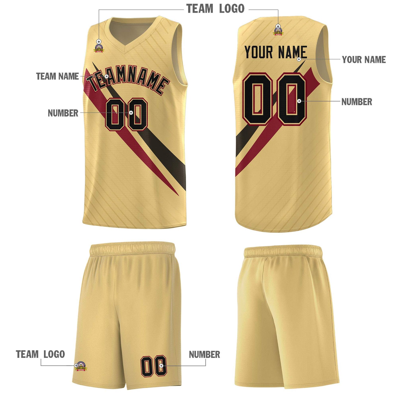 Custom Khaki Diagonal Pinstripe Pattern Color Block Sports Uniform Basketball Jersey
