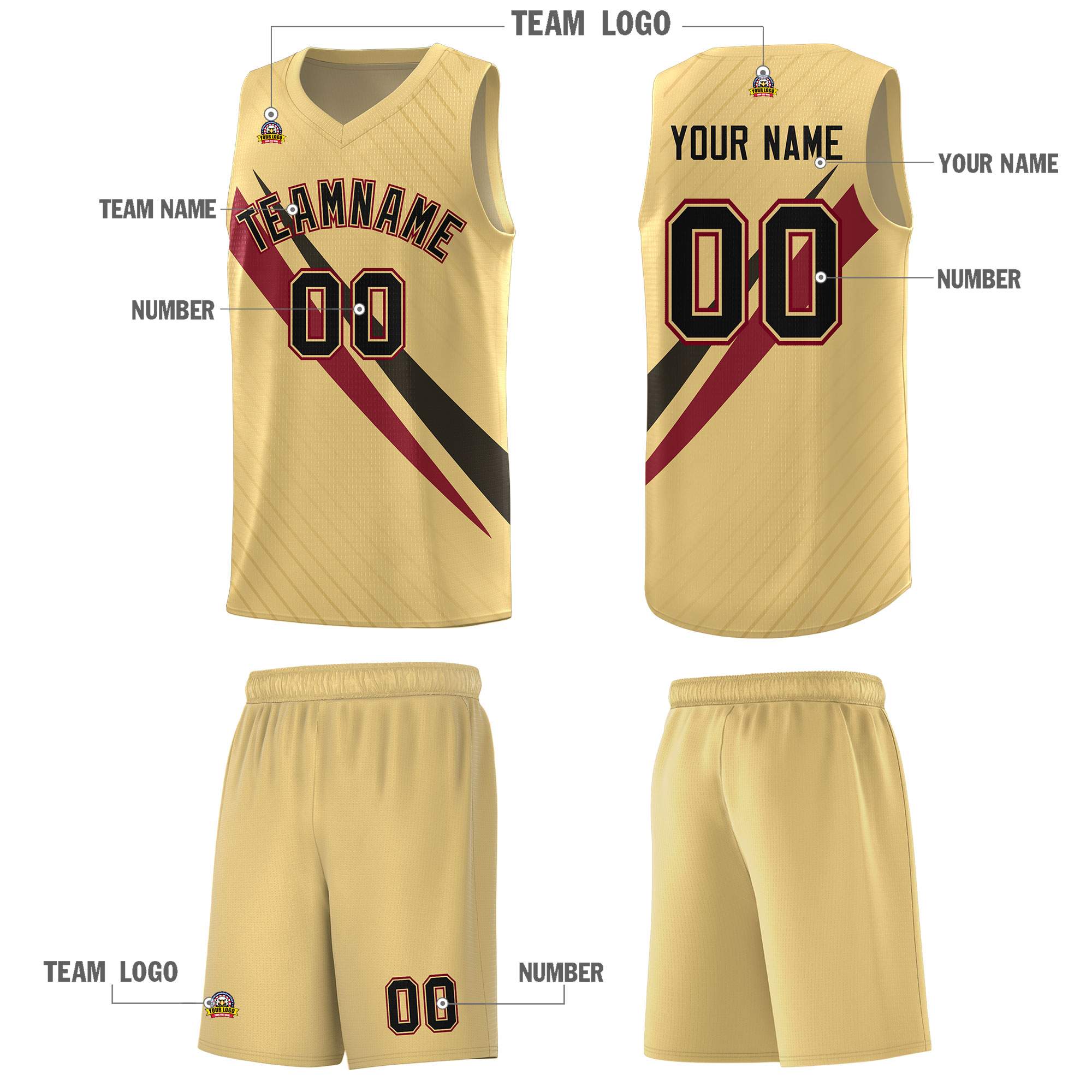Custom Khaki Diagonal Pinstripe Pattern Color Block Sports Uniform Basketball Jersey