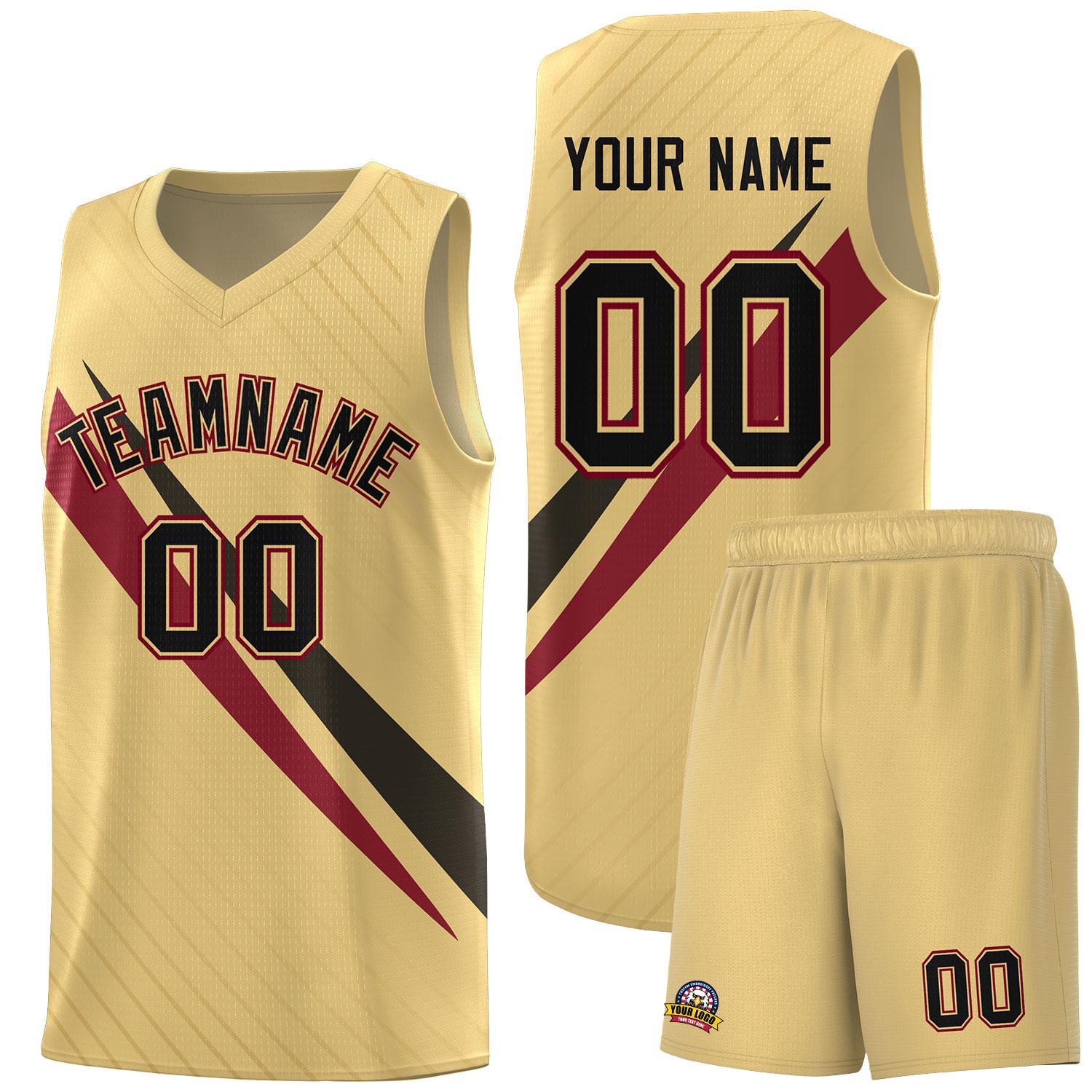 Custom Khaki Diagonal Pinstripe Pattern Color Block Sports Uniform Basketball Jersey