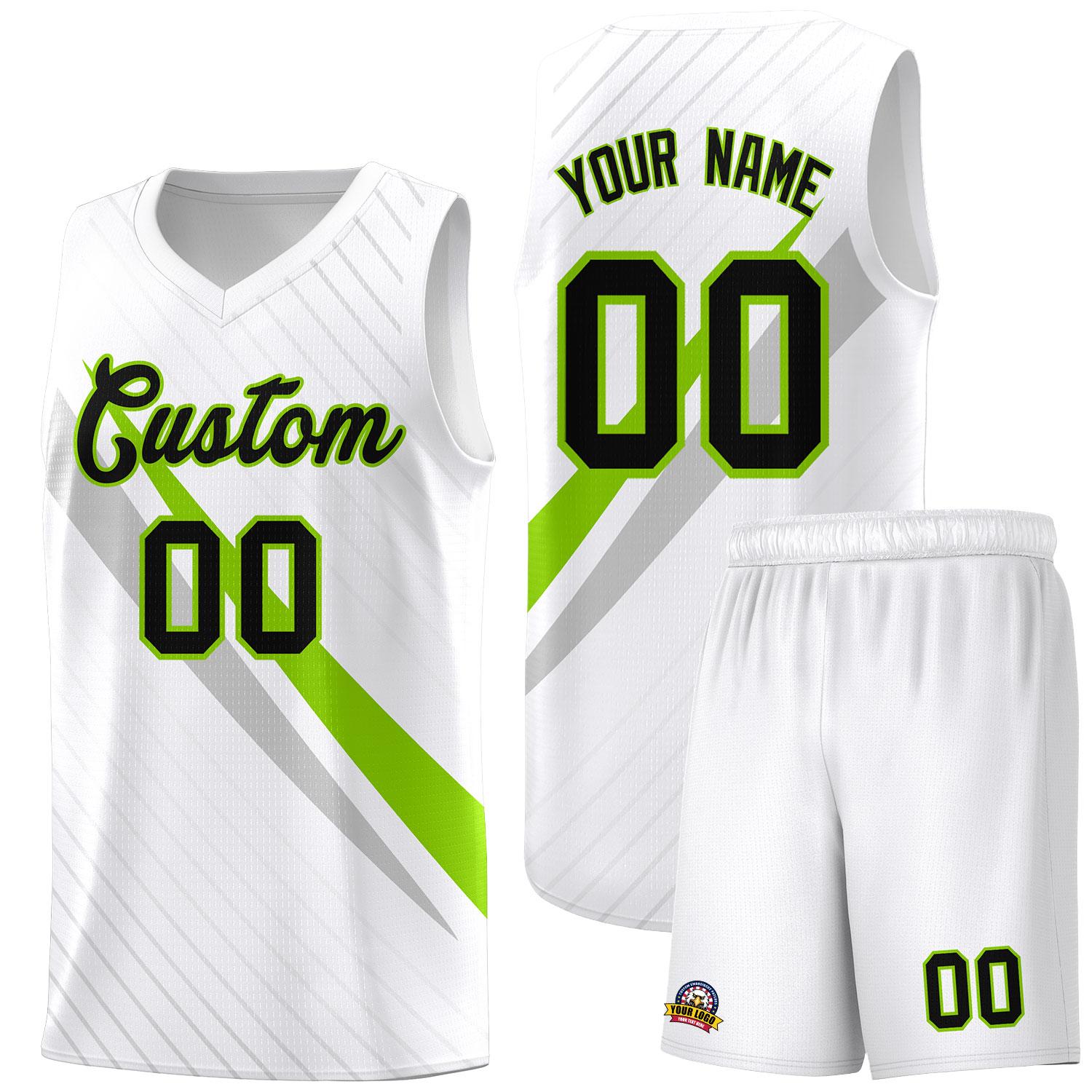 Custom White Diagonal Pinstripe Pattern Color Block Sports Uniform Basketball Jersey