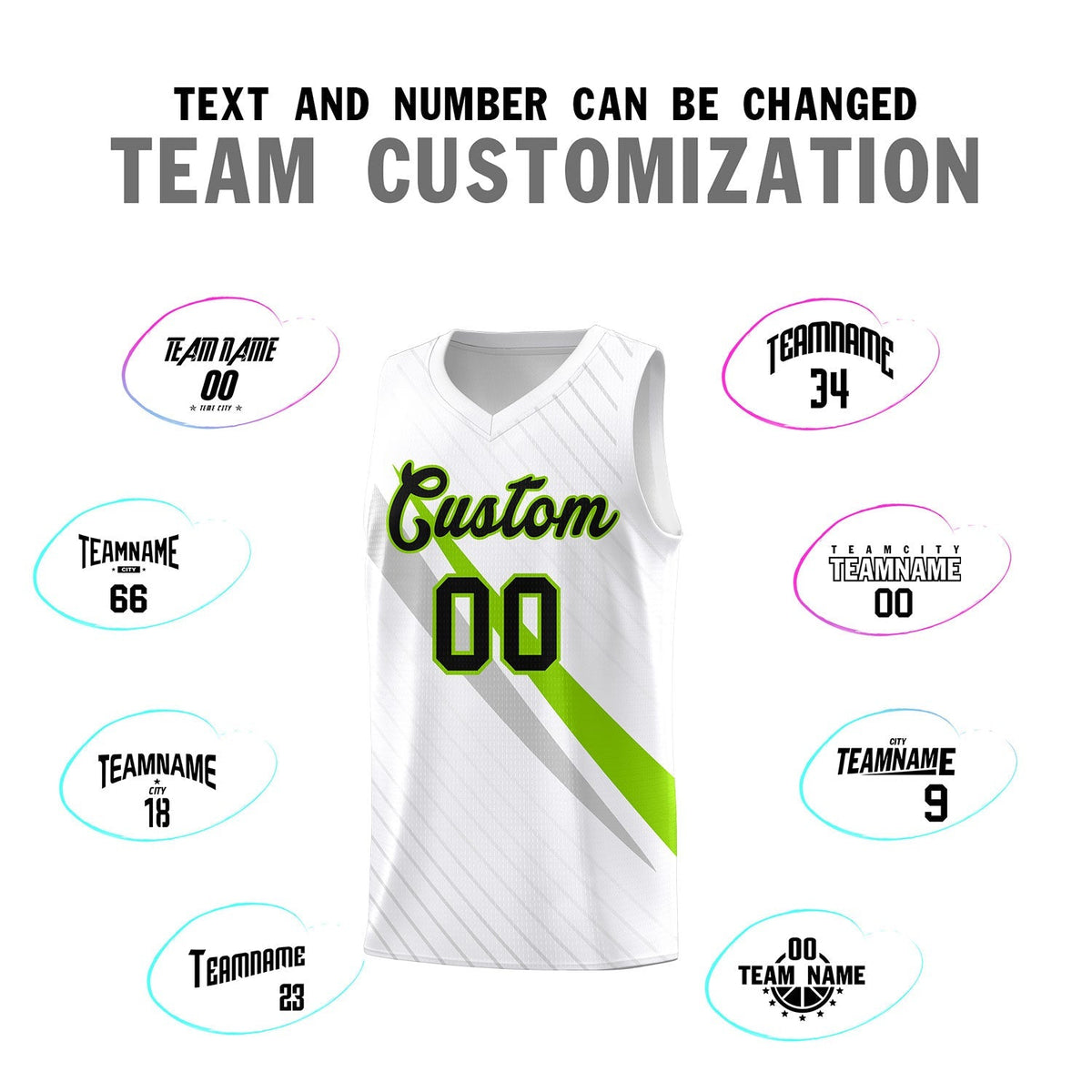 Custom White Diagonal Pinstripe Pattern Color Block Sports Uniform Basketball Jersey