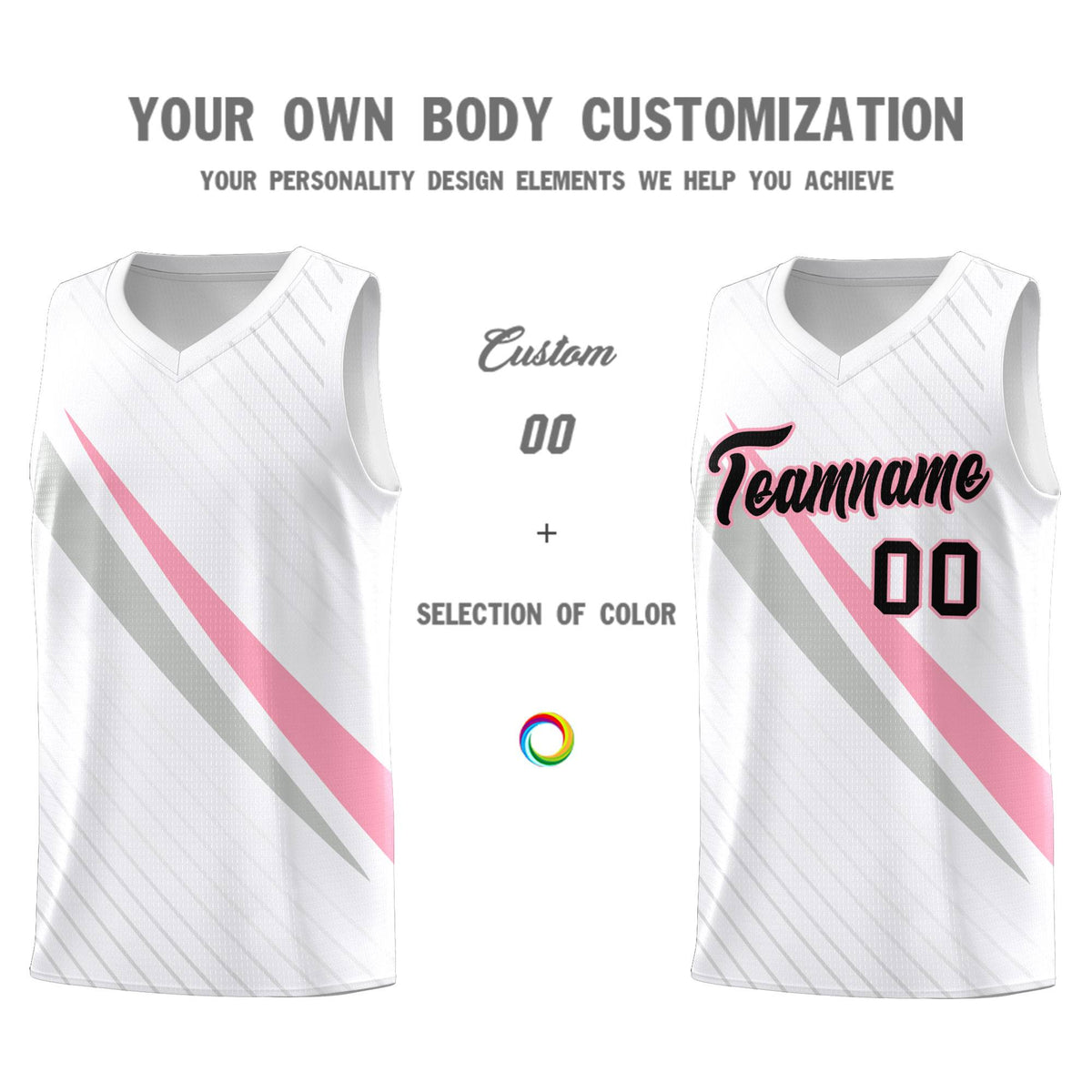 Custom White Diagonal Pinstripe Pattern Color Block Sports Uniform Basketball Jersey