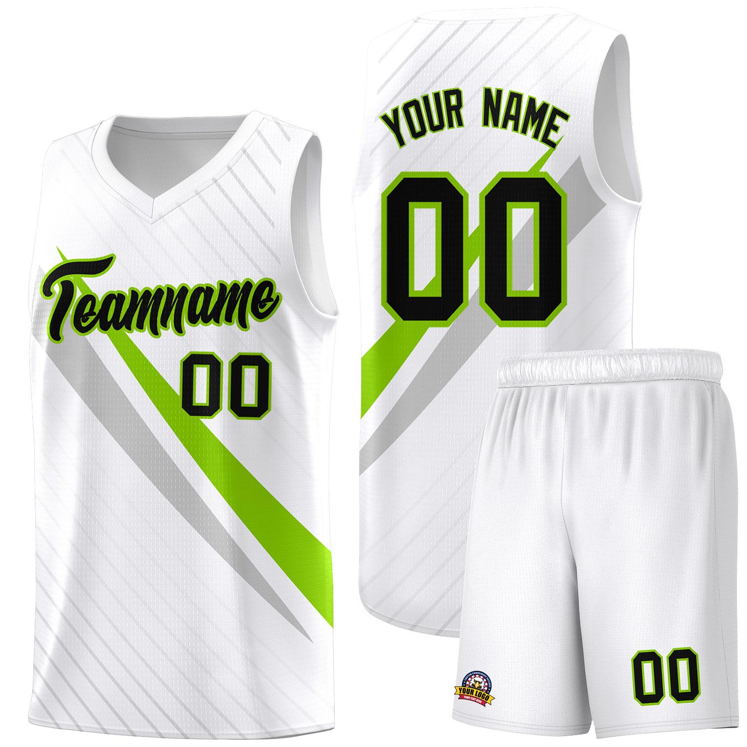 Custom White Diagonal Pinstripe Pattern Color Block Sports Uniform Basketball Jersey