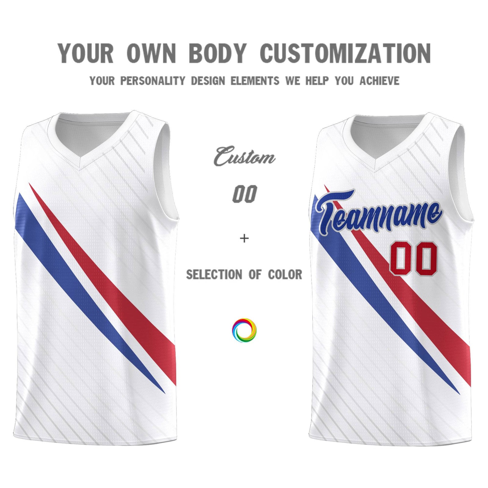 Custom White Diagonal Pinstripe Pattern Color Block Sports Uniform Basketball Jersey